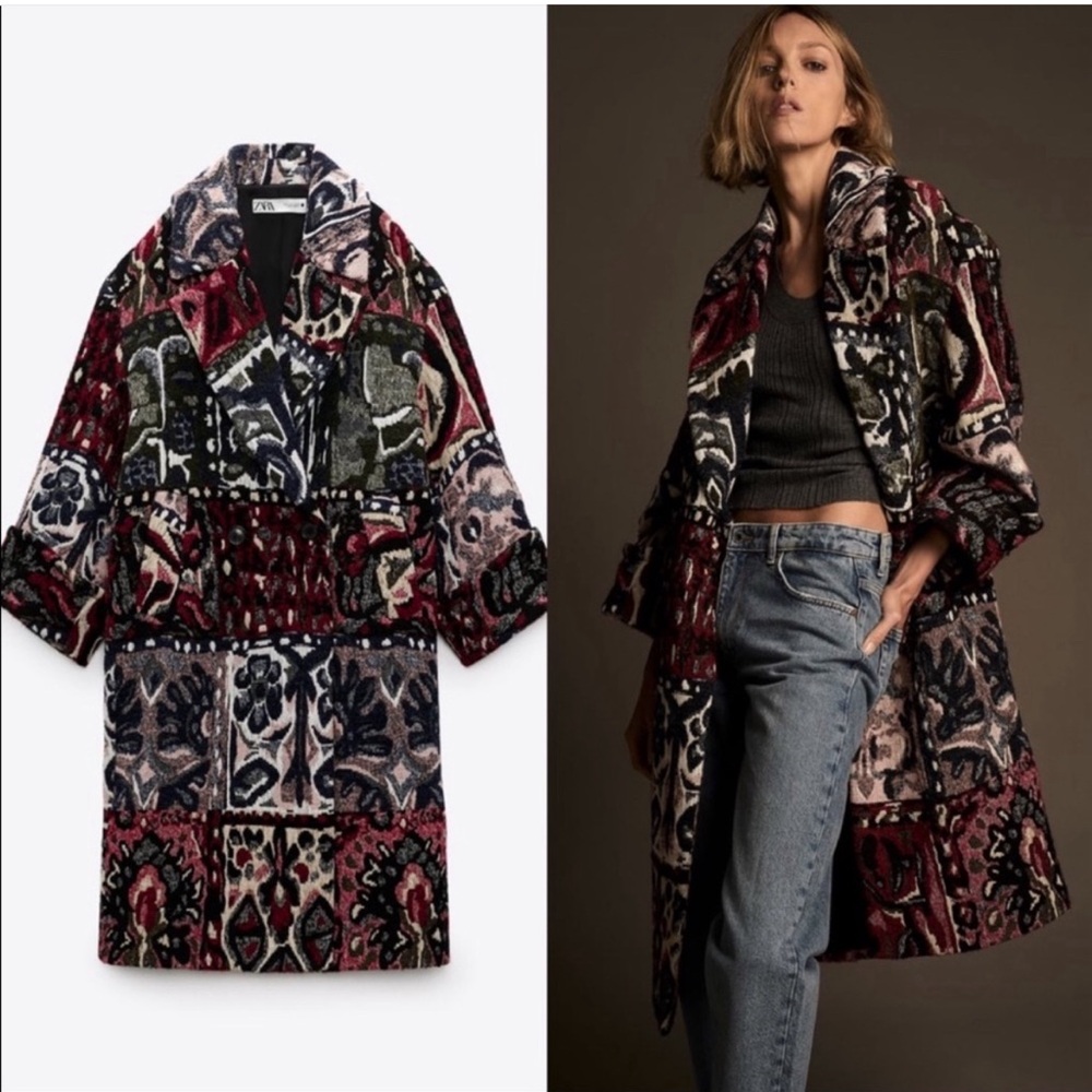 Zara Multicolor Patterned Coat - Picture 16 of 16